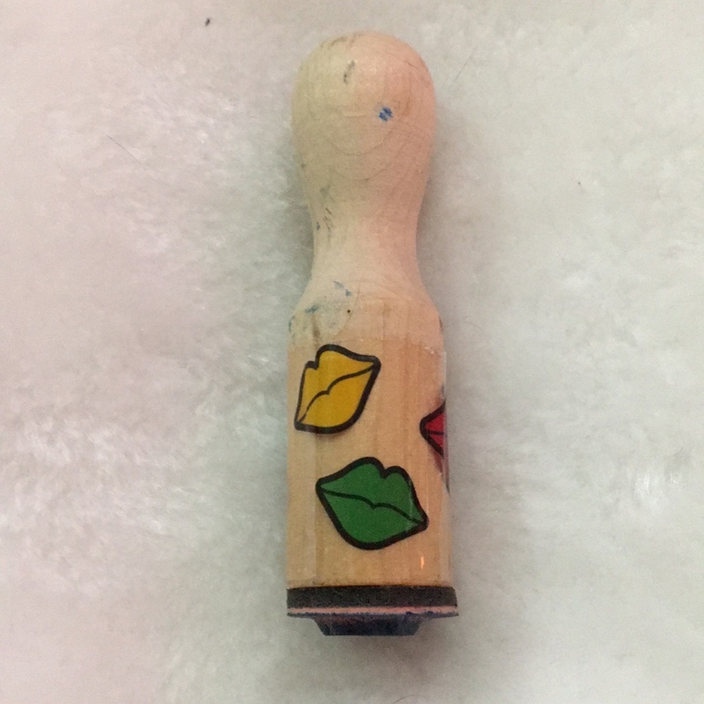 Wooden Lip Stamp with Colorful Lips